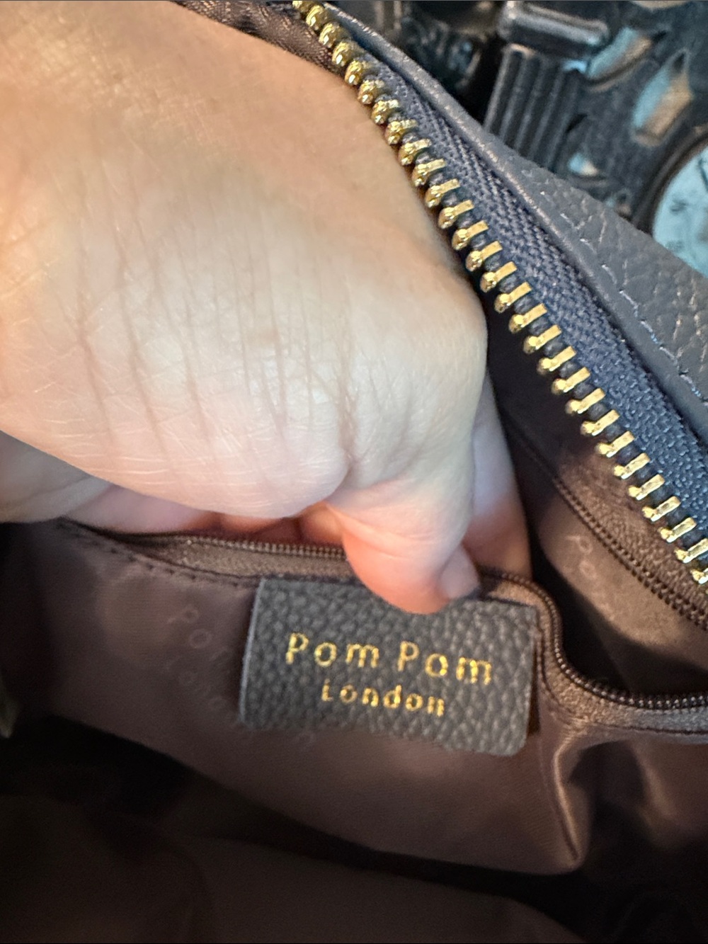 Pom Pom Slate Blue Leather Crossbody Bag with wallet Original Plus - Picture 7 of 15